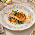 Angela Gold Floral Arabic Calligraphy Dinner Plate-26 cm