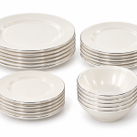 Angela White Ceramic Dinnerware Set with Silver Rims (14-20-20-26 cm) MS Department Store Oman