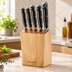 Angela 5-Knife Set with Wooden Storage Block MS Department Store Oman