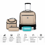 WIRES & WHEELS TROLLEY WITH LUNCH BAG + PENCIL CASE + LUNCH BOX BEIG COLOR MS Department Store Oman