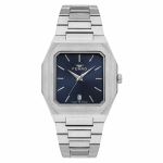 Ferro Women's Stainless Steel Analog Watch with Blue Square Dial & Date Display MS Department Store Oman