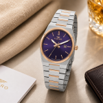 Ferro Women's Two-Tone Stainless Steel Analog Watch with Blue Dial & Date Display MS Department Store Oman