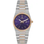 Ferro Women's Two-Tone Stainless Steel Analog Watch with Blue Dial & Date Display MS Department Store Oman