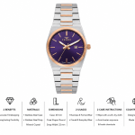 Ferro Women's Two-Tone Stainless Steel Analog Watch with Blue Dial & Date Display MS Department Store Oman