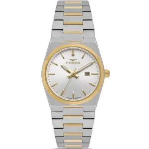 Ferro Women's Two-Tone Stainless Steel Analog Quartz Watch with Date Display – Silver & Gold MS Department Store Oman