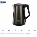 Stainless Steel Electric Kettle - Black MS Department Store Oman