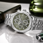 Ferro Men's Multi-Function Stainless Steel Watch with Olive Green Dial – Silver Bracelet MS Department Store Oman
