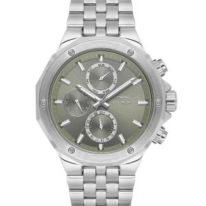 Ferro Men's Multi-Function Stainless Steel Watch with Olive Green Dial – Silver Bracelet MS Department Store Oman
