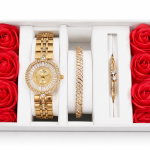 Sveston Rosa Women’s Gold-Tone Crystal Watch & Bracelet Jewelry Set – Assorted MS Department Store Oman