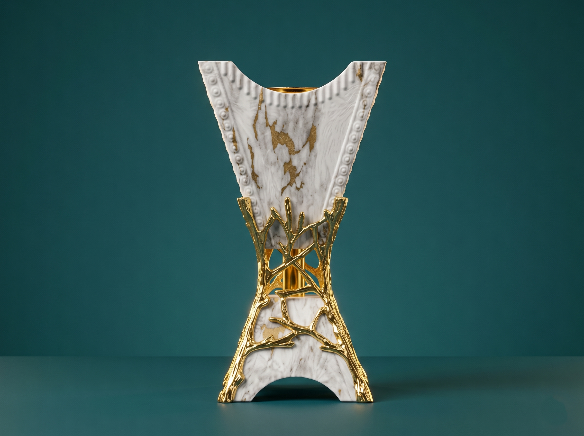 Golden Dragon Mart White With Golden Metal Bakhoor Stand MS Department Store Oman