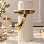 Crystal House Teapot Airbag 1.9 L Beige With Gold 1×6