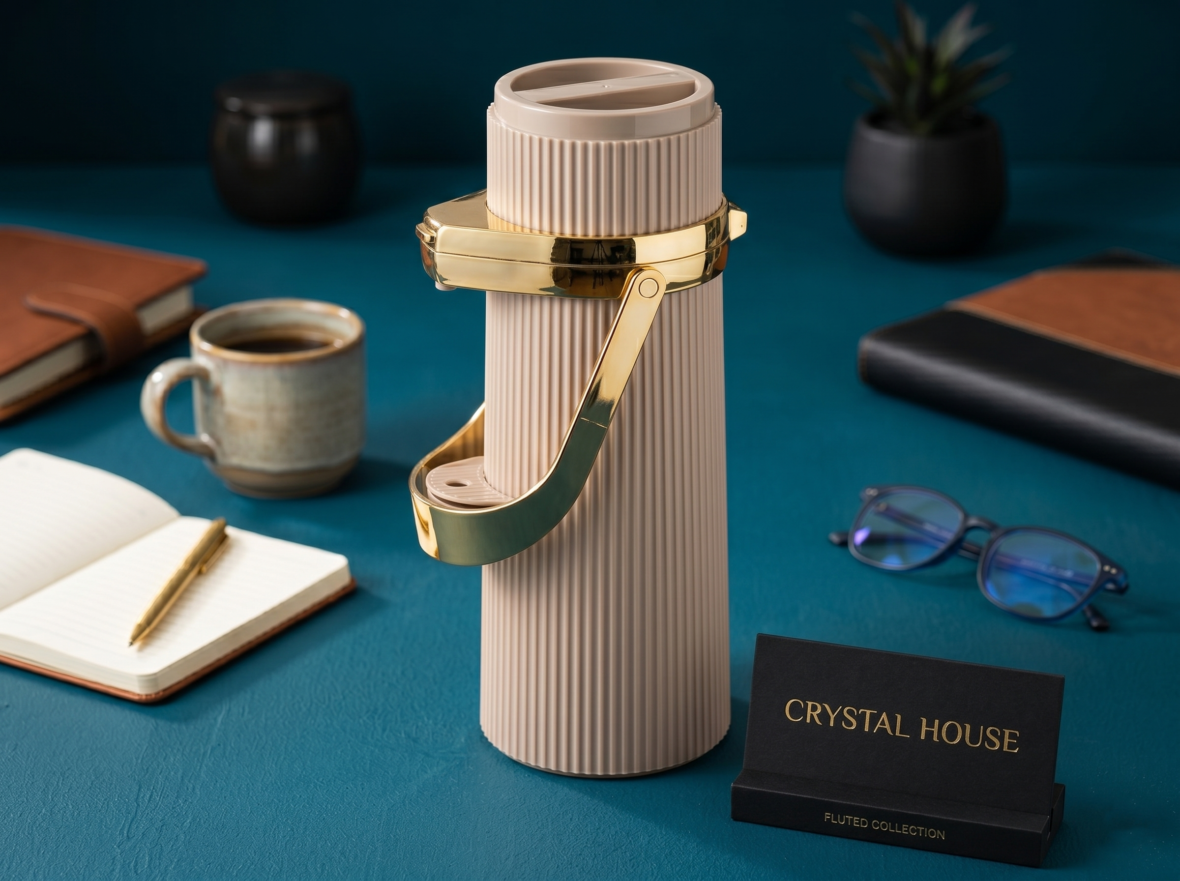 Crystal House Teapot Airbag 1.9 L Brown W/Gd 1*6 MS Department Store Oman