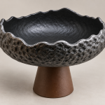 Elite Houseware Porcelain Dessert Bowl Wooden Base MS Department Store Oman