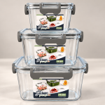 Elite Houseware Square Transparent Food Storage Containerset 3 Pieces MS Department Store Oman