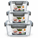 Elite Houseware Square Transparent Food Storage Containerset 3 Pieces MS Department Store Oman