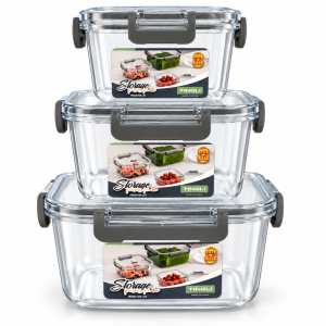 Elite Houseware Square Transparent Food Storage Containerset 3 Pieces MS Department Store Oman