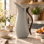 Crystal House Vacuum Flask 1.0L Light Grey+Wood 1×12