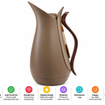 Crystal House Vacuum Flask 1.0L Dark Brown+Wood 1×12