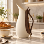 Crystal House Vacuum Flask 1.0L Beige+Wood2 1×12