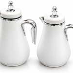 Crystal House Set Of 2Pcs Vacuum Flask 1.0L & 0.700L White+Silver 1×6