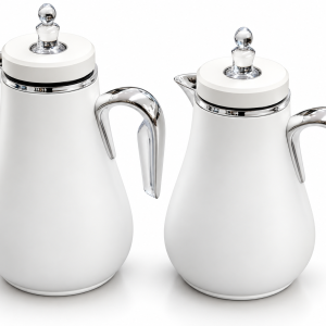 Crystal House Set Of 2Pcs Vacuum Flask 1.0L & 0.700L White+Silver 1×6
