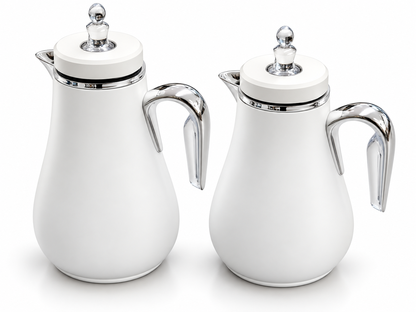 Crystal House Set Of 2Pcs Vacuum Flask 1.0L & 0.700L White+Silver 1×6