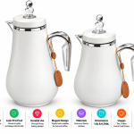 Crystal House Set Of 2Pcs Vacuum Flask 1.0L & 0.700L White+Silver 1×6