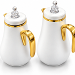 Crystal House Set Of 2Pcs Vacuum Flask 1.0L & 0.700 L White+Gold 1×6