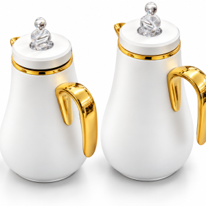 Crystal House Set Of 2Pcs Vacuum Flask 1.0L & 0.700 L White+Gold 1×6