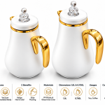 Crystal House Set Of 2Pcs Vacuum Flask 1.0L & 0.700 L White+Gold 1×6