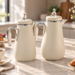 Crystal House Set Of 2Pcs Vacuum Flask 1.0L &0.700L Light Grey+Silver 1×6
