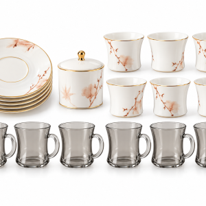 Regal20Pcs. Set [6Pcs. Each Of Cups, Saucers, CawaCups + Sugar Bowl With Lid]