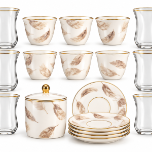 Regal20Pcs. Set [6Pcs. Each Of Cups, Saucers, CawaCups + Sugar Bowl With Lid]