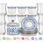 Regal20Pcs. Set  [6Pcs. Each Of Cups, Saucers, Cawa
Cups + Sugar Bowl With Lid]