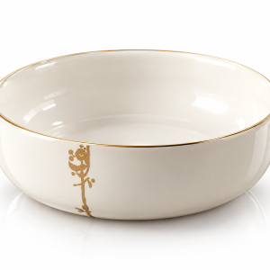 Otantik Porcelain Salad Bowl From Liqaa Beige+Gold MS Department Store Oman