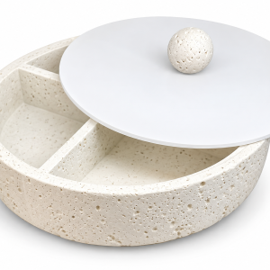 Elite Houseware Divided Dessert Hostess White Round Wood MS Department Store Oman