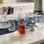 Crystal 18Pcs Glass Tea Set 1×8 MS Department Store Oman