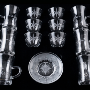 Crystal 18Pcs Glass Tea Set 1×8 MS Department Store Oman