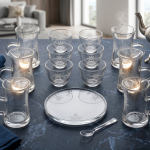 Crystal 18Pcs Glass Tea Set 1×8 MS Department Store Oman