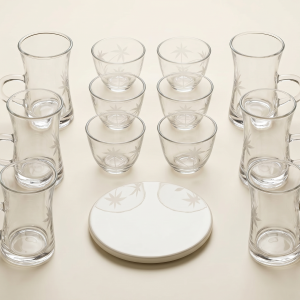 Crystal 18Pcs Glass Tea Set 1×8 MS Department Store Oman