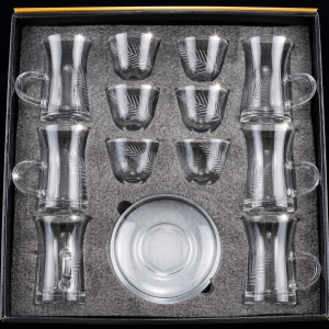 Crystal 18Pcs Glass Tea Set 1×8 MS Department Store Oman