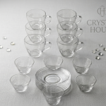 Crystal 18Pcs Glass Tea Cup Set 1×8 MS Department Store Oman