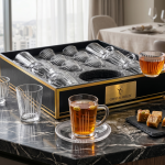 Crystal 18Pcs Glass Tea Cup Set 1×8 MS Department Store Oman