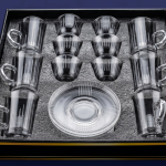 Crystal 18Pcs Glass Tea Cup Set 1×8 MS Department Store Oman