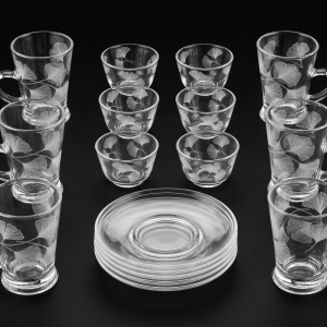 Crystal 18Pcs Glass Tea Set 1×8 MS Department Store Oman