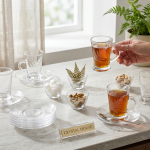 Crystal 18Pcs Glass Tea Set 1×8 MS Department Store Oman