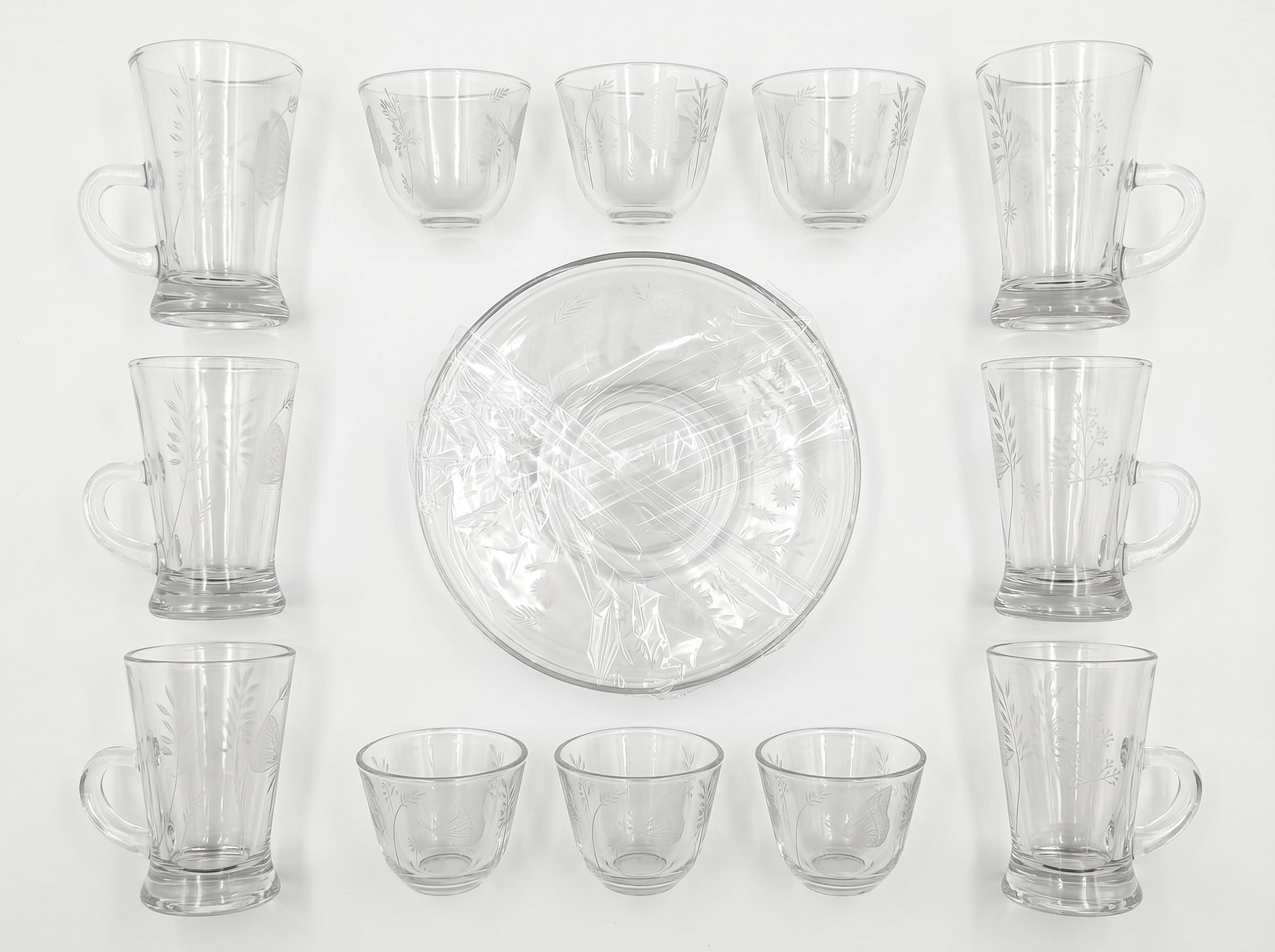Crystal House 18Pcs Glass Tea Set 1×8 MS Department Store Oman