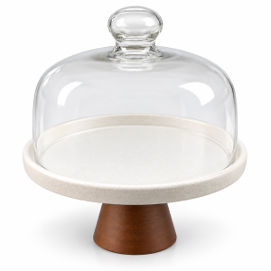 Elite Houseware Porcelain Cake Bowl Wooden Base With Lid MS Department Store Oman