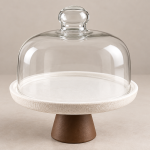 Elite Houseware Porcelain Cake Bowl Wooden Base With Lid MS Department Store Oman