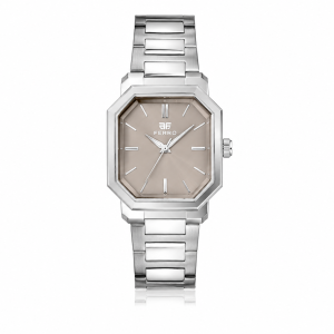 Ferro Women's Silver Stainless Steel Analog Watch with Octagonal Dial | Elegant Quartz Wristwatch MS Department Store Oman